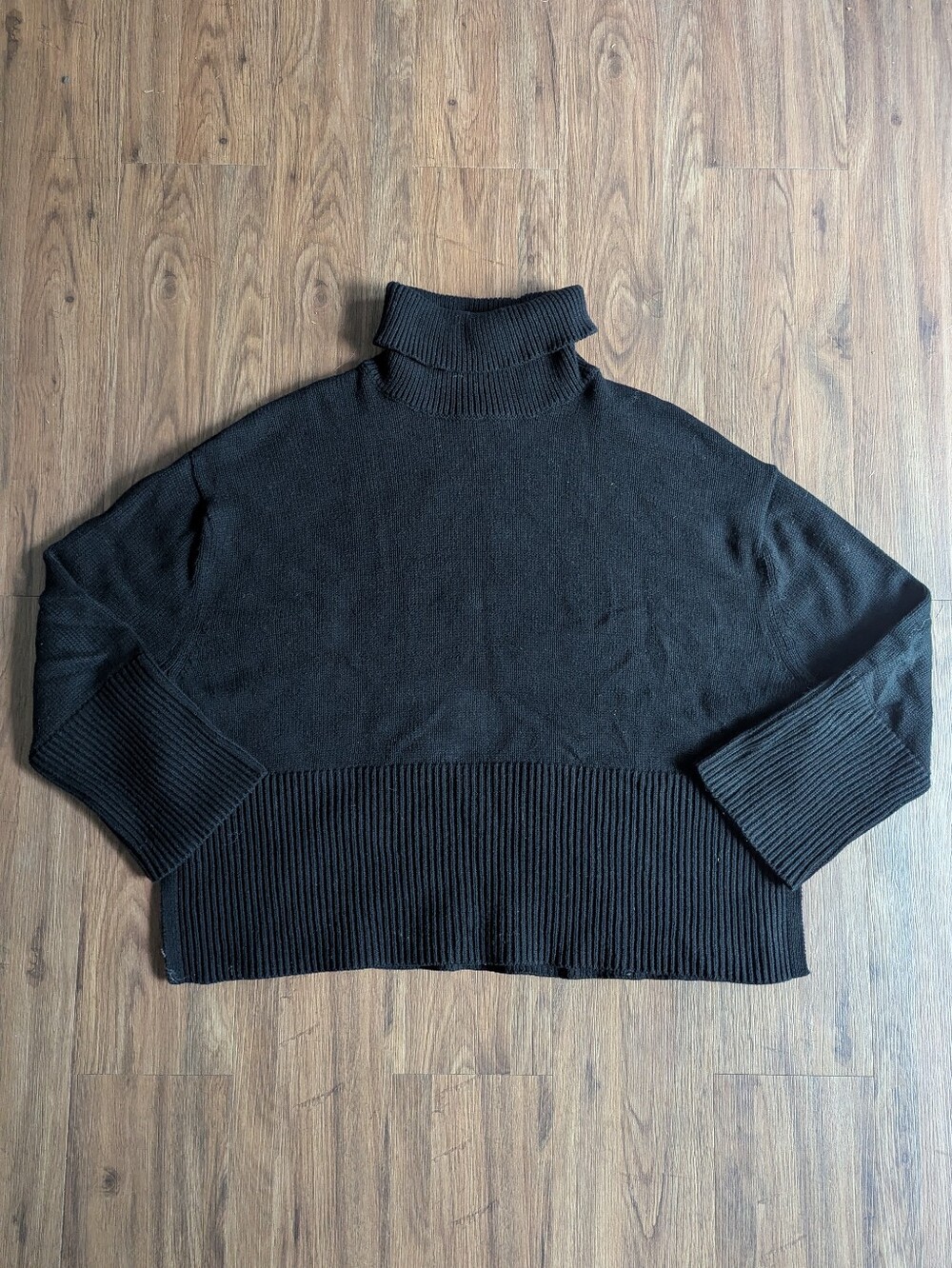 GAP 100% Cotton Black Ribbed Turtleneck Oversized Sweater Sz M